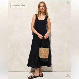 J. Crew Airy gauze tiered maxi tank dress in Black Size S NWT CI269